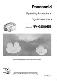 Panasonic NV GS 80 EB manual. Camera Instructions.